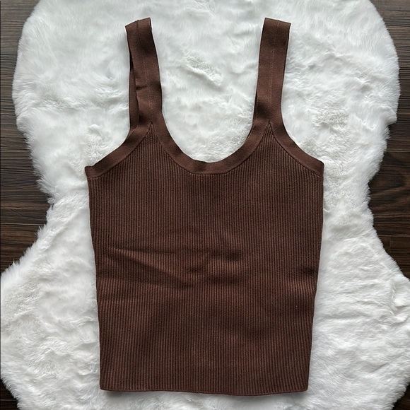 NWOT Abercrombie & Fitch Brown Ribbed Sweater Ta m size Small - Picture 1 of 3